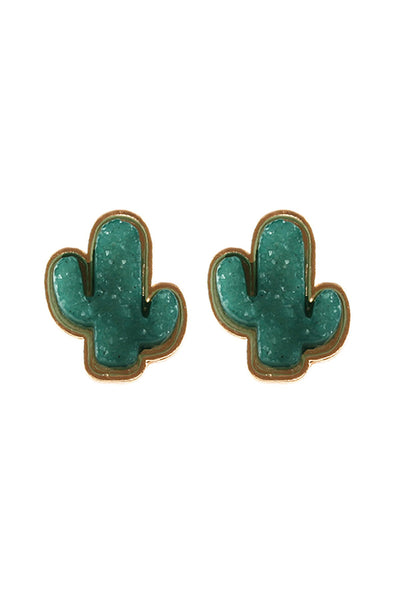 Druzy Cactus Post Earrings- 2 Colors