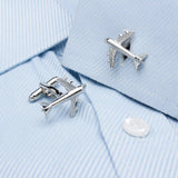 Detailed Silver Airplane Cuff Links