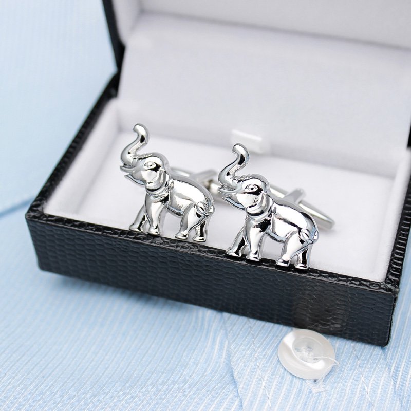 Silver Elephant Cuff Links