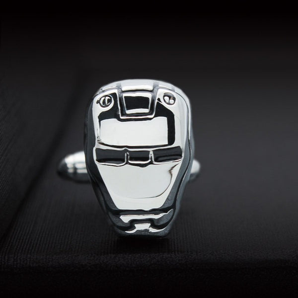 Silver Iron Man's Helmet Cuff Links