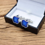 Silver & Blue Apple Logo Cuff Links