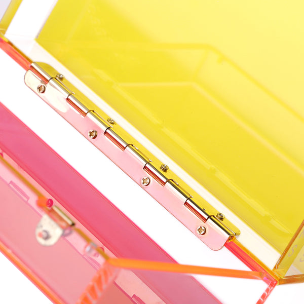 Neon Two-Tone Transparent Acrylic Box Clutch