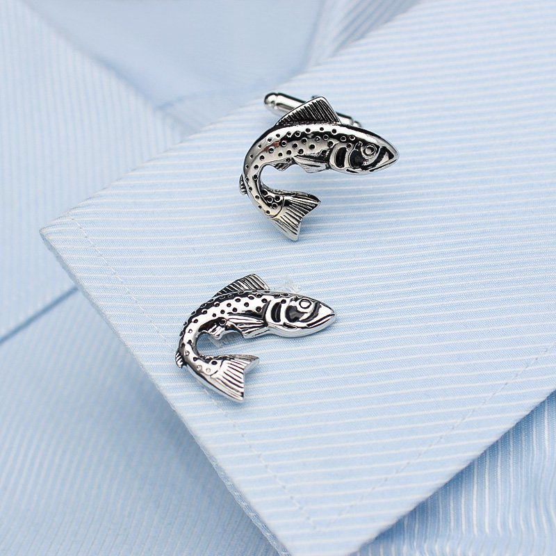 Silver Salmon Cuff Links
