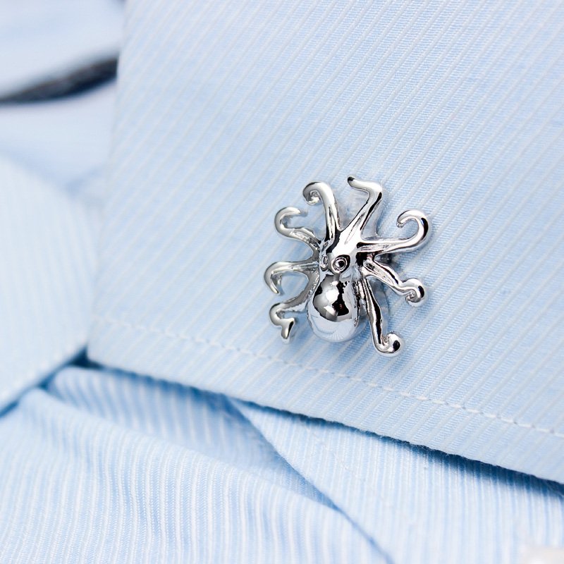 Silver Octopus Cuff Links