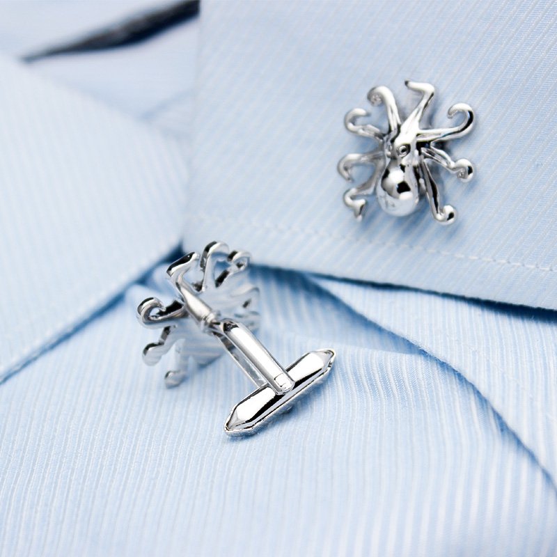 Silver Octopus Cuff Links