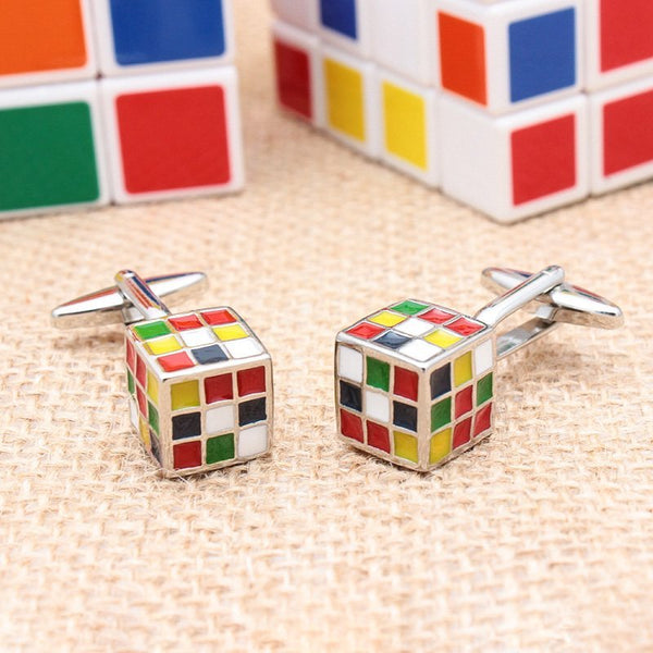 Silver Bold Rubik's Cube Cuff Links