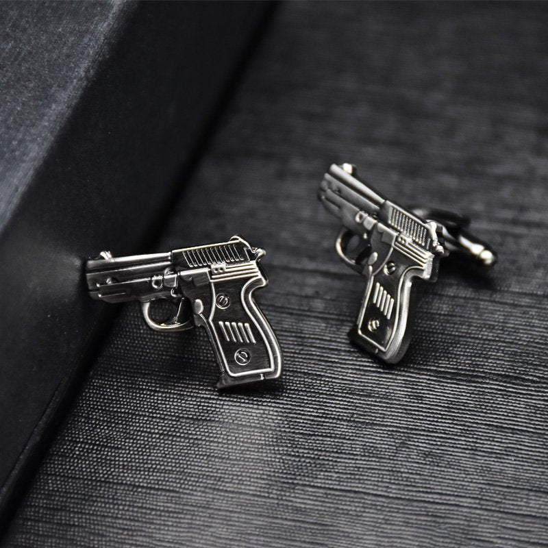 Gun Metal Pistol Cuff Links
