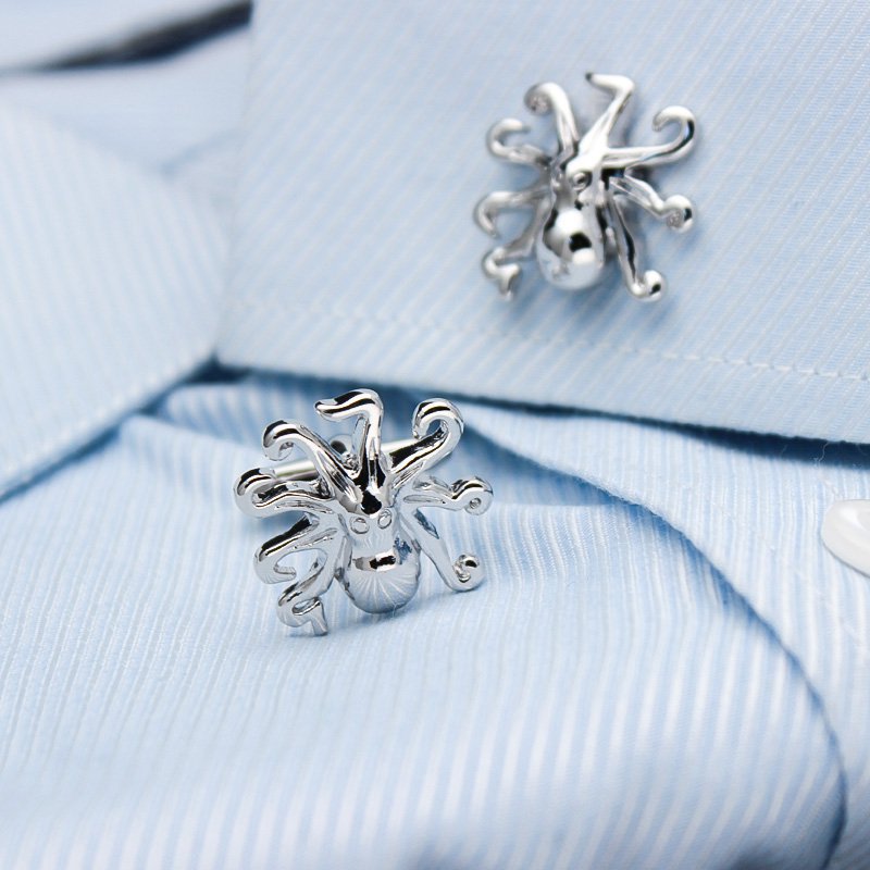 Silver Octopus Cuff Links