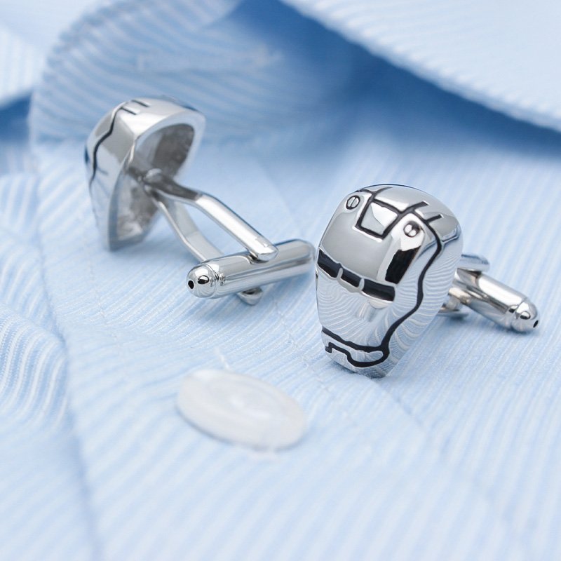 Silver Iron Man's Helmet Cuff Links