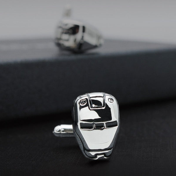 Silver Iron Man's Helmet Cuff Links