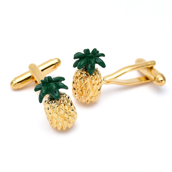Gold & Green Pineapple Cuff Links
