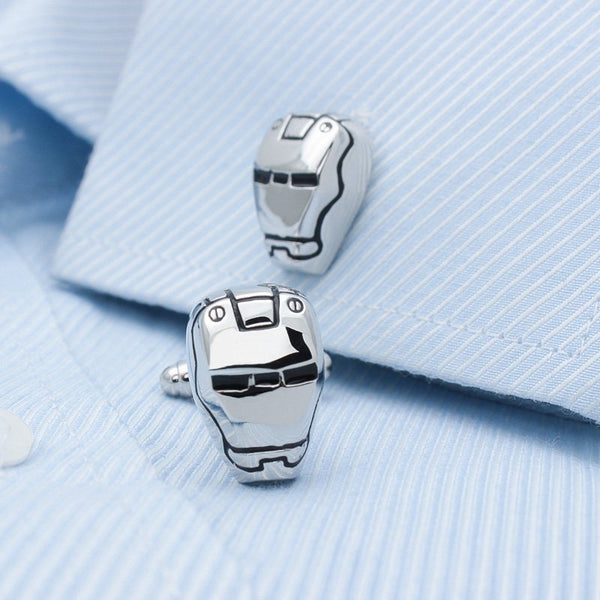 Silver Iron Man's Helmet Cuff Links