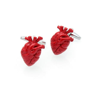 Red Anatomical Hearts Cuff Links