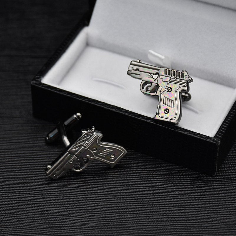 Gun Metal Pistol Cuff Links
