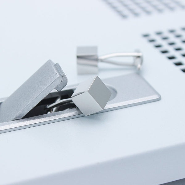 Personalized Silver Cube Cuff Links