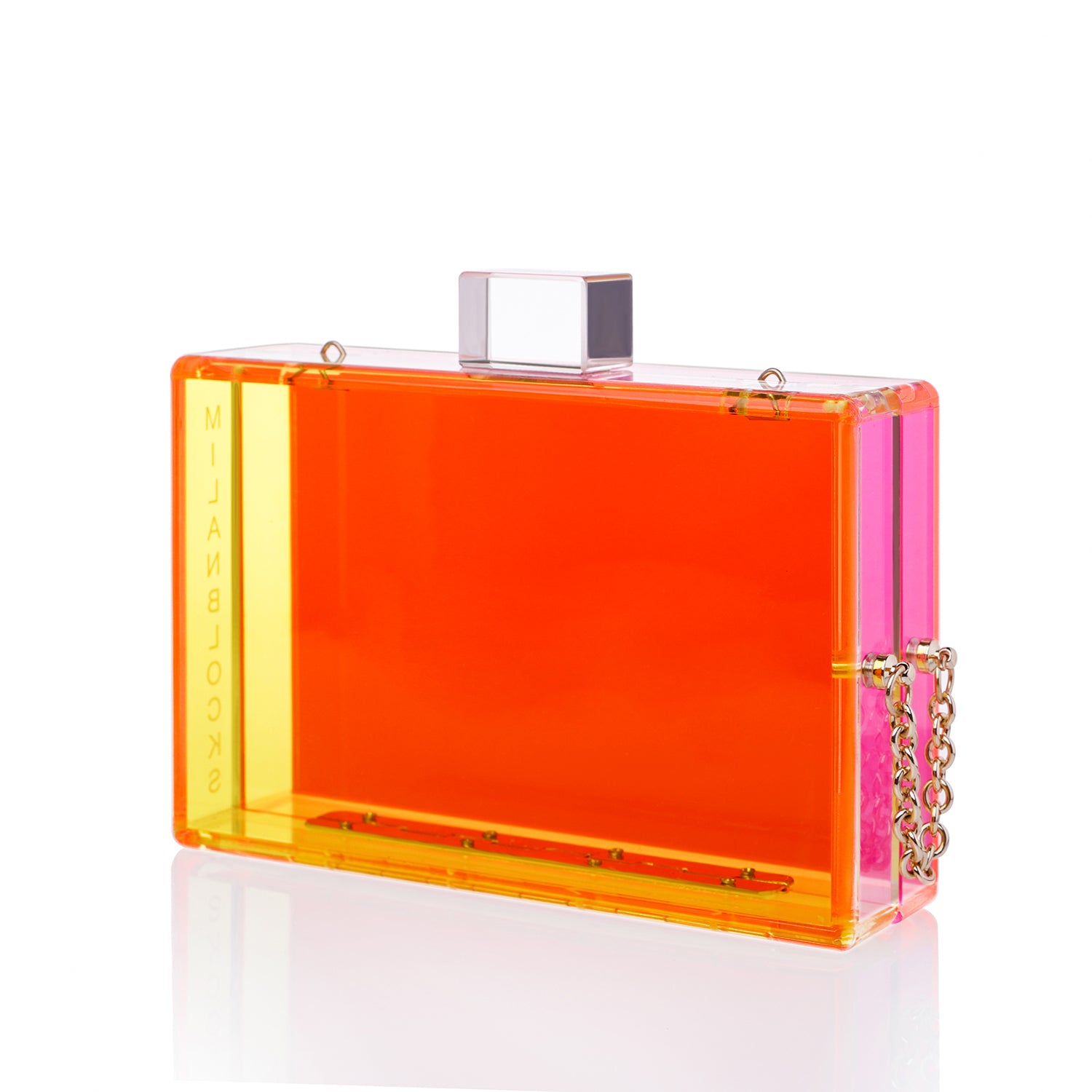 Neon Two-Tone Transparent Acrylic Box Clutch