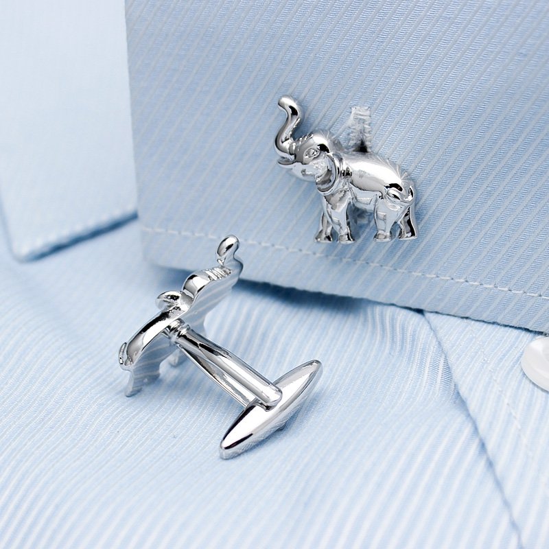 Silver Elephant Cuff Links