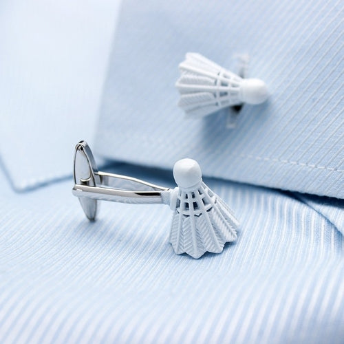 White Shuttlecock Cuff Links