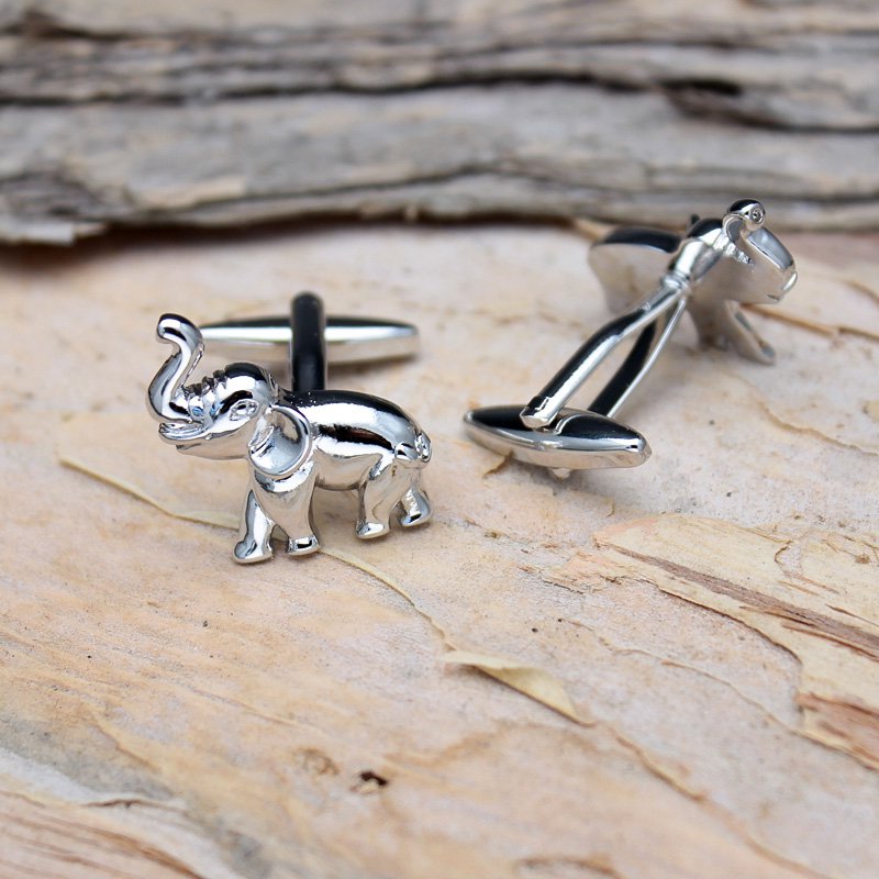 Silver Elephant Cuff Links