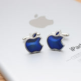 Silver & Blue Apple Logo Cuff Links