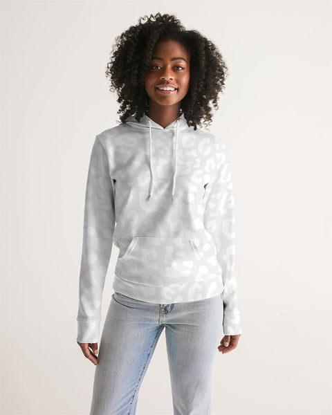 Women's White Leopard Print Hoodie