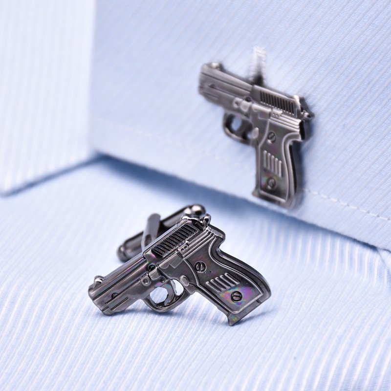 Gun Metal Pistol Cuff Links