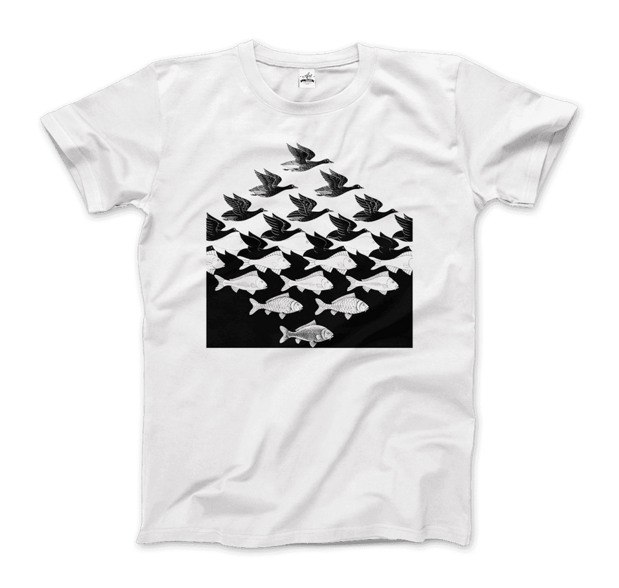 Women's MC Escher Sky and Water I Art T-Shirt- Various Colors