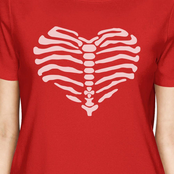 Skeleton Heart Women's T-Shirt- Red