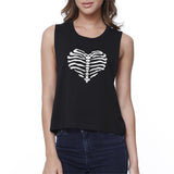 Skeleton Heart Crop Top- Black