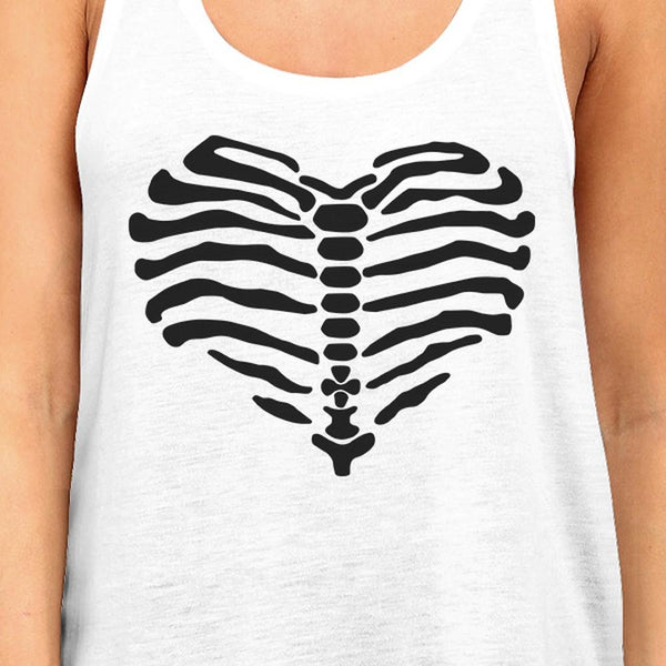 Skeleton Heart Women's Tank Top- White