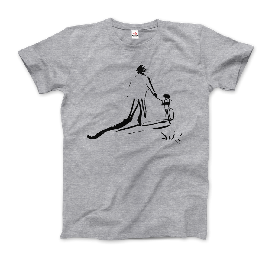 Men's or Women's Salvador Dali Sketch, Childhood With Father Riding a Bike 1971 T-Shirt- Various Colors
