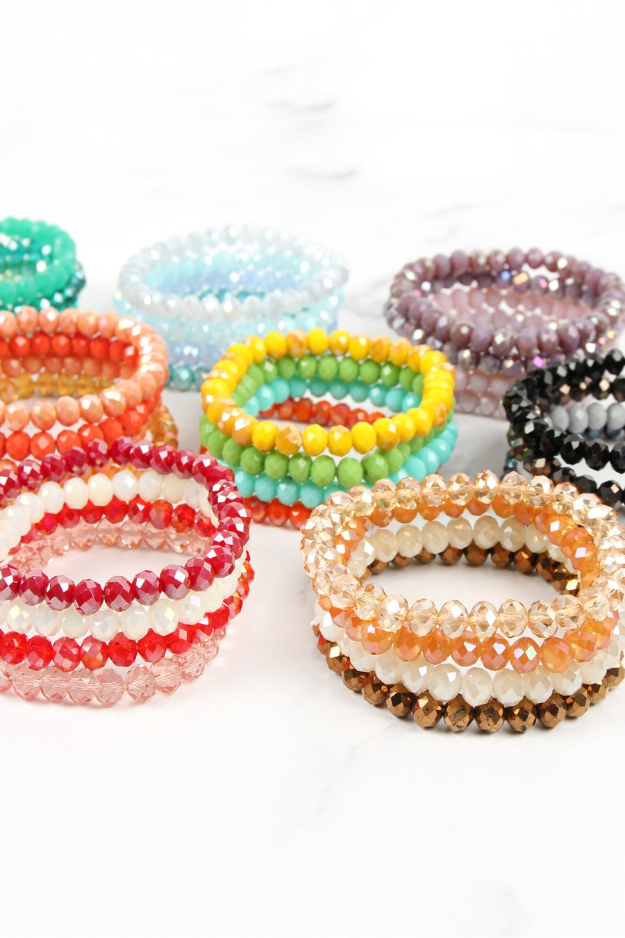 Crystal Beaded Stretch Bracelets- 7 Colors