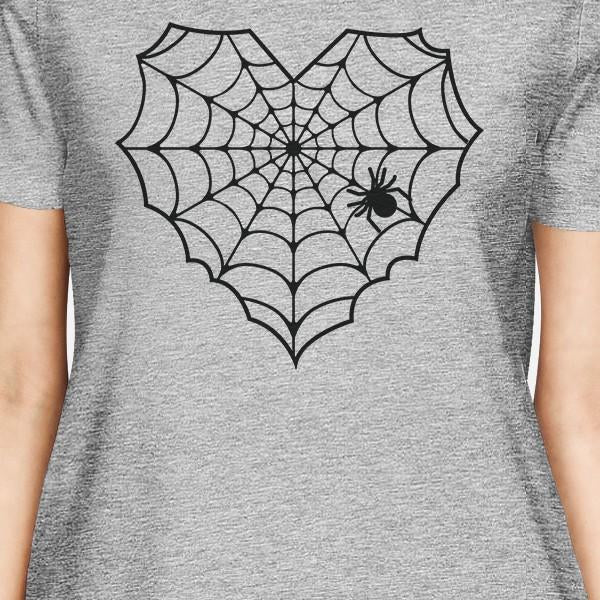 Heart Spider Web Women's T-Shirt- Heather Grey