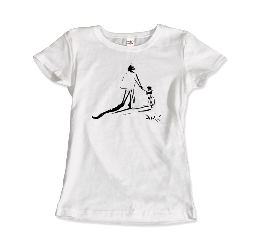 Men's or Women's Salvador Dali Sketch, Childhood With Father Riding a Bike 1971 T-Shirt- Various Colors