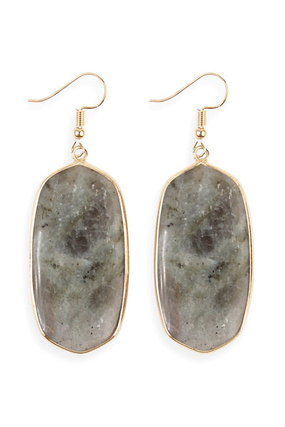 Natural Oval Stone Earrings- 4 Colors