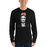 Unisex Frida Kahlo With Flowers Poster Artwork Long Sleeve Shirt- 4 Colors