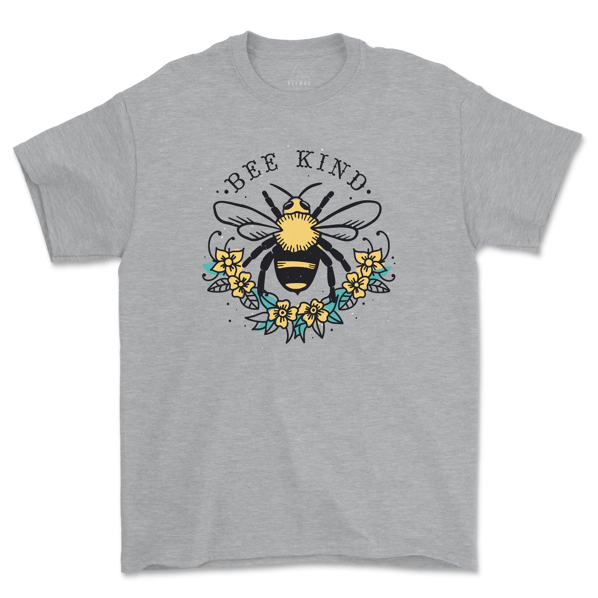 Bee Kind Floral T-Shirt- Heather Gray