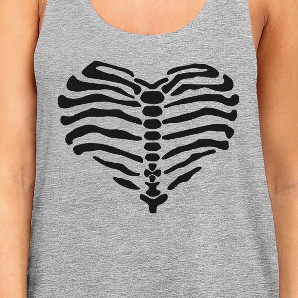 Skeleton Heart Women's Tank Top- Heather Grey