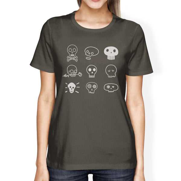 Skulls Women's T-Shirt- Dark Grey