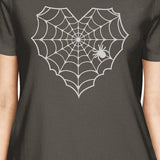 Heart Spider Web Women's T-Shirt- Dark Grey