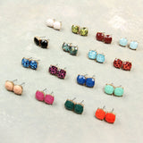 Matte Cushion Cut Post Earrings- 5 Colors