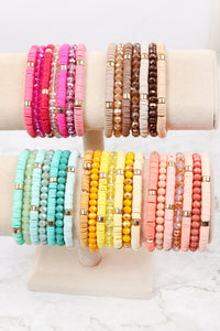 Multi Line Ring Beaded Bracelet- 14 Colors