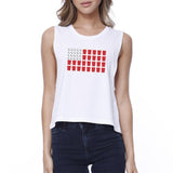 Beer Pong American Flag Crop Top- White