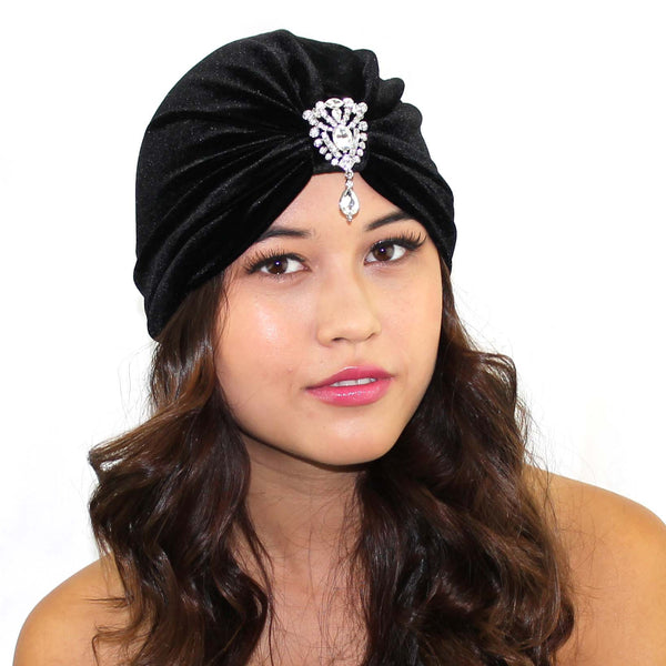 Flapper Crystal Pendant Turban- 2 Colors