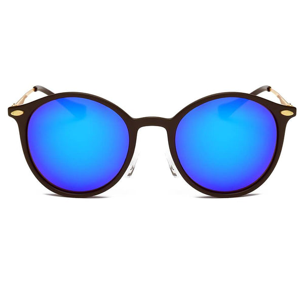 DEWITT | D32 - Retro Horn Rimmed Keyhole Bridge Round Sunglasses Circle