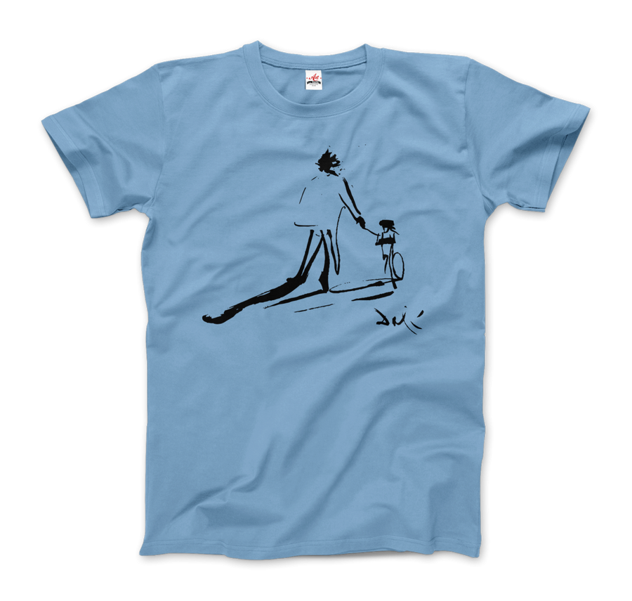Men's or Women's Salvador Dali Sketch, Childhood With Father Riding a Bike 1971 T-Shirt- Various Colors