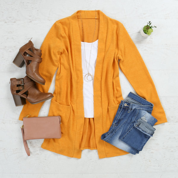 Brushed Melange Open Front Cardigan- 5 Colors