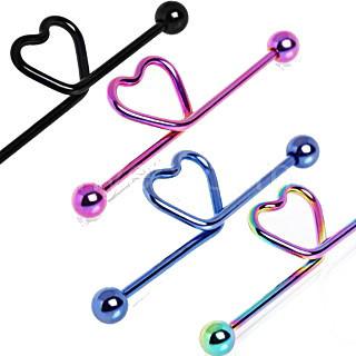 Metallic Heart Industrial Barbell- Blue