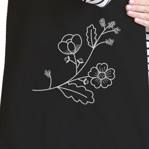 Floral Tote Bag- Black