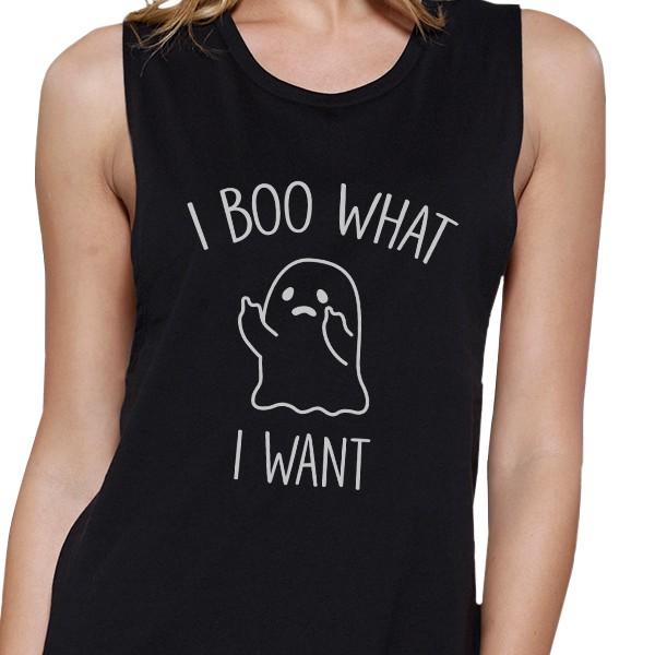 I Boo What I Want Ghost Women's Muscle Tee- Black